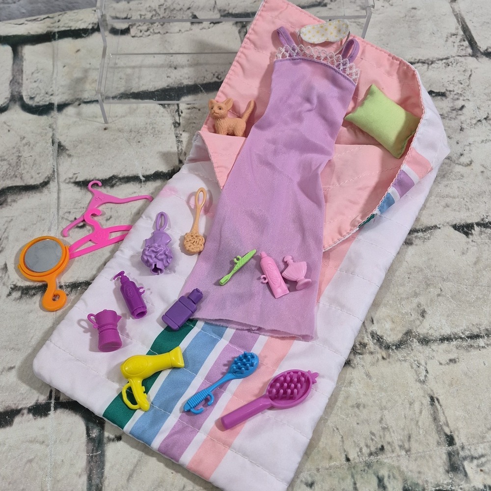 Barbie Bed Time Sleep Over Lot Nightgown Toothbrush Toiletries Kitty Cat Brushes